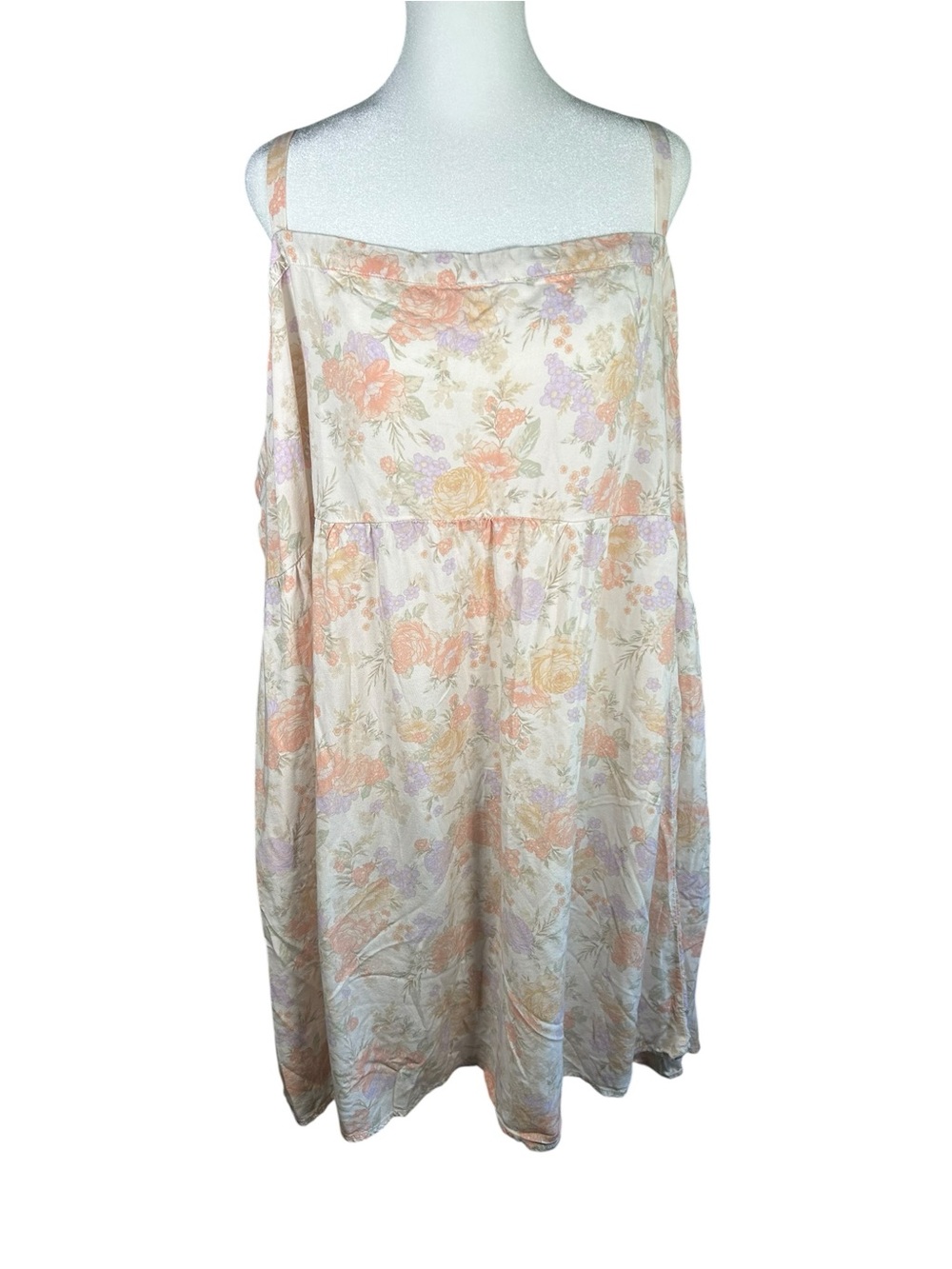 Cottagecore Floral Babydoll Cami Dress Torrid Cream Peach Lavender Plus Size 4